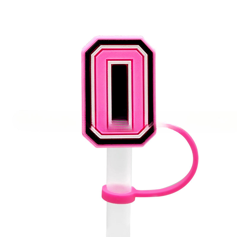 Wholesale 10MM Pink English Letter DIY Decoration Accessories Straw Sleeve Silicone Dust Plug